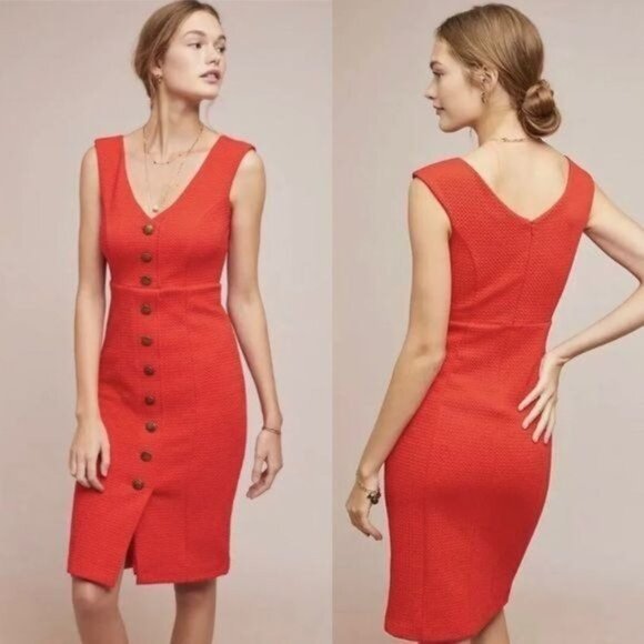 Anthropologie Maeve Sleeveless V-neck Quilted Sheath DressSize L - Picture 1 of 13